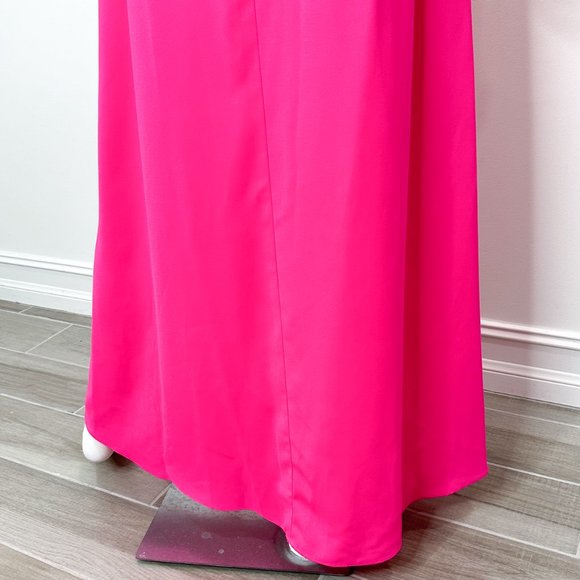 JILL Jill Stuart Plunge Deep V Cross Back Cut Out Maxi Dress Gown in Gossip Pink - Picture 13 of 17